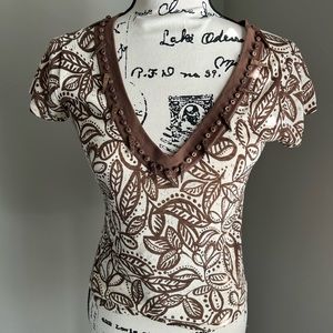 August Silk Knits V Neck Tee Shirt